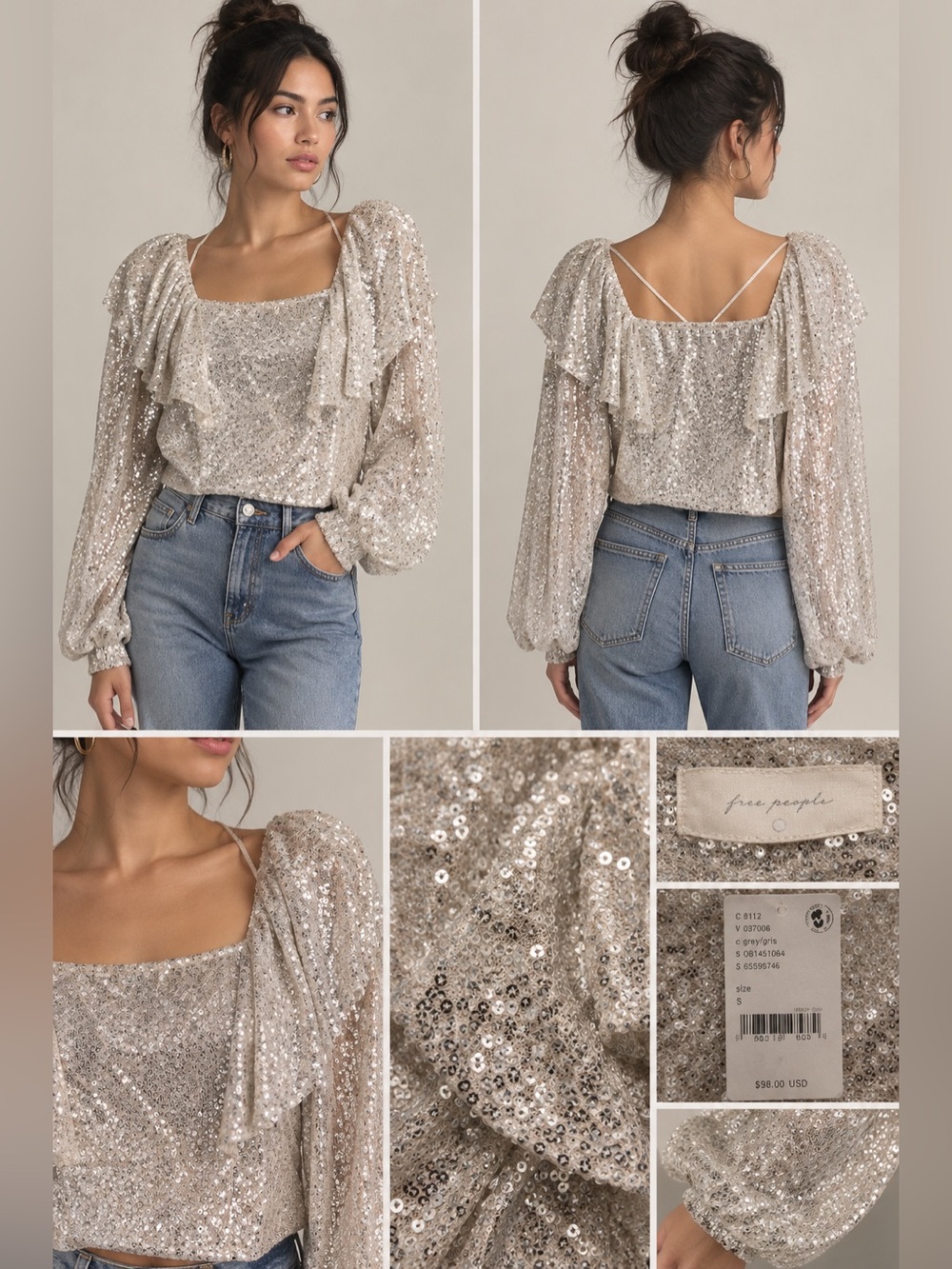 ✨ Free People Sequin Long Sleeve Top ✨
